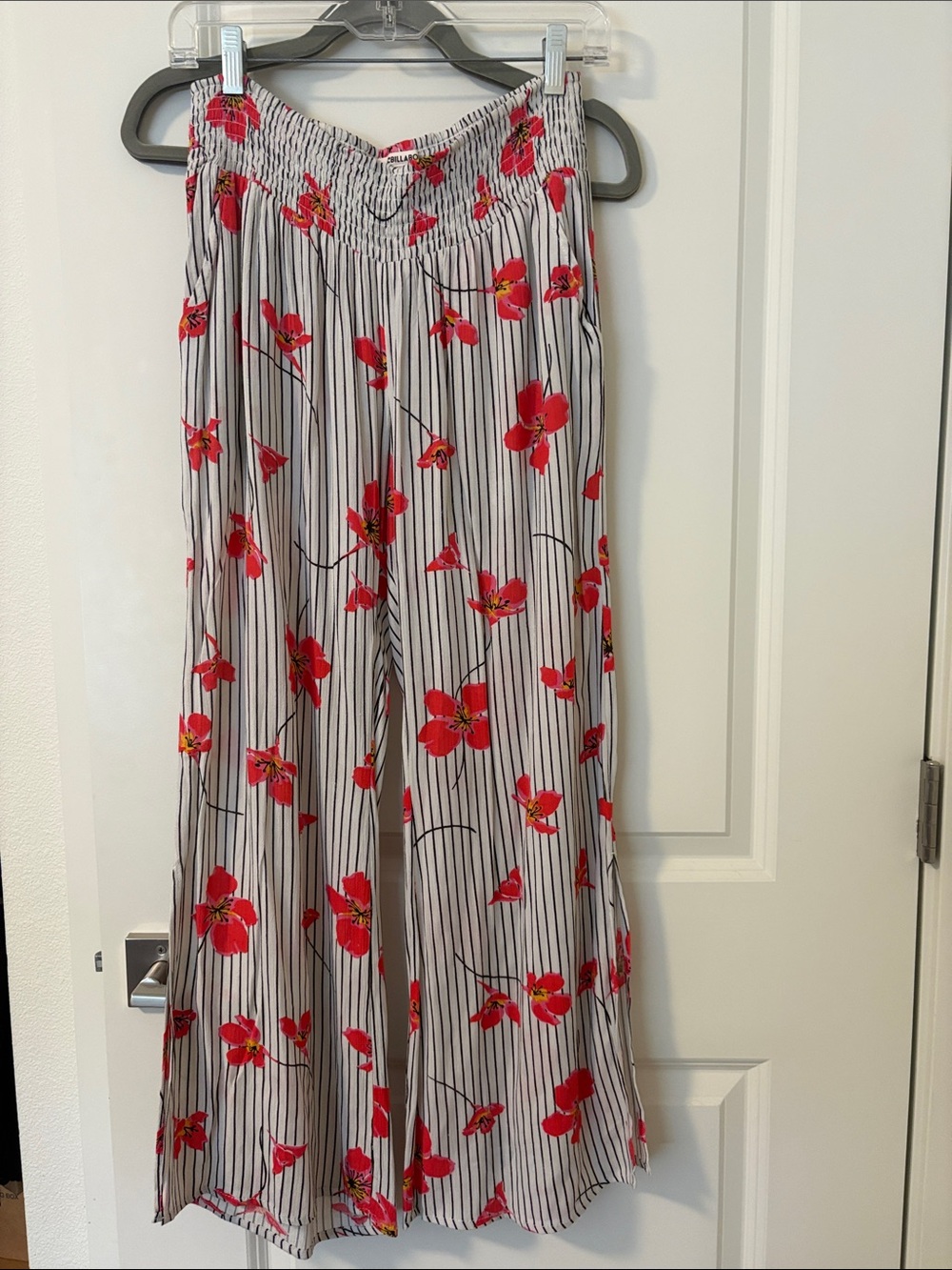 Billabong Black & White Striped Floral Waistband Pants